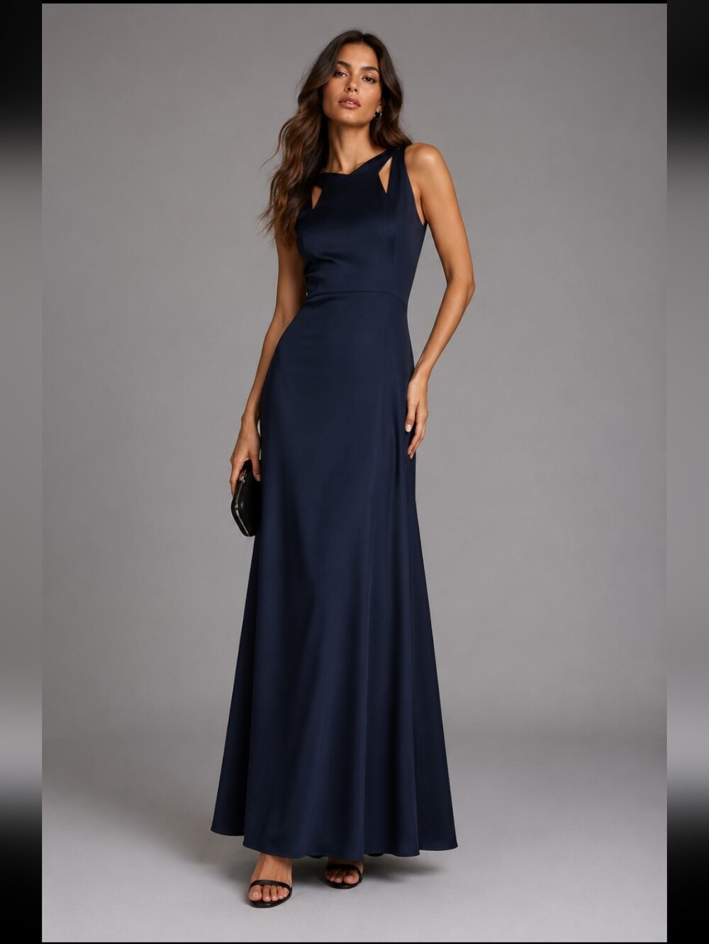 David Meister‎ Navy Cutout Maxi Gown